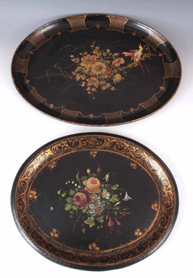 Lot 1075 - A VICTORIAN GILT AND BLACK JAPANNED OVAL...