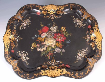 Lot 1076 - A VICTORIAN GILT AND BLACK JAPANNED PAPIER...
