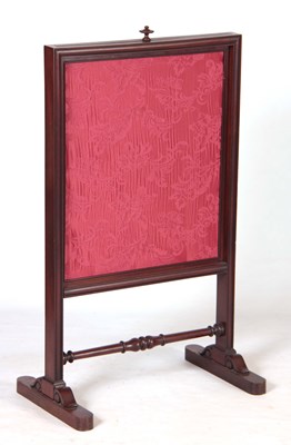 Lot 1084 - A 19TH CENTURY MAHOGANY ADJUSTABLE FIRE SCREEN...