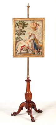 Lot 1087 - A VICTORIAN MAHOGANY ADJUSTABLE FIRE SCREEN...