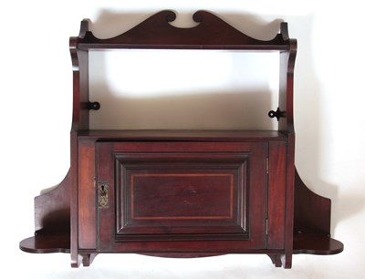 Lot 1088 - A WALL HANGING INLAID MAHOGANY CUPBOARD 68cm...