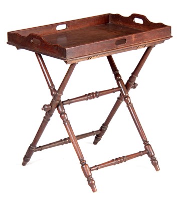 Lot 1101 - A LATE GEORGIAN OAK BUTLERS TRAY ON STAND