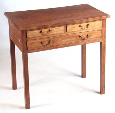 Lot 1108 - A GEORGE III MAHOGANY LOWBOY with two small...