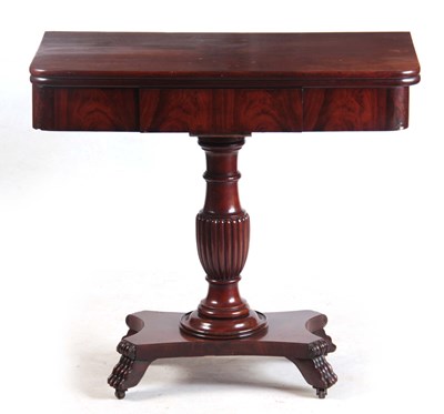 Lot 1114 - A WILLIAM IV FLAMED MAHOGANY TEA TABLE with...