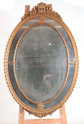 Lot 1124 - A LARGE 19TH CENTURY FRENCH OVAL MIRROR with...