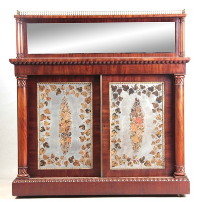 Lot 1125 - A WILLIAM IV FIGURED MAHOGANY CHIFFONIER with...
