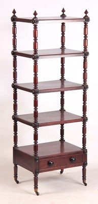 Lot 1126 - A WILLIAM IV MAHOGANY FIVE TIER WHATNOT with...