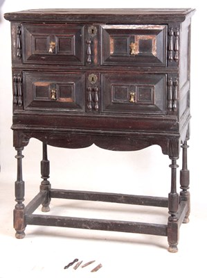 Lot 1130 - A LATE 17TH CENTURY GEOMETRIC MOULDED OAK...