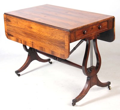 Lot 1132 - AN UNUSUAL REGENCY OLIVE WOOD SOFA TABLE the...