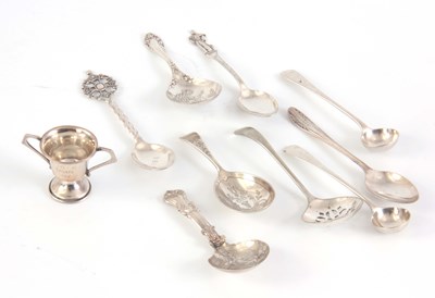 Lot 196 - A COLLECTION OF NINE SILVER SPOONS AND A...
