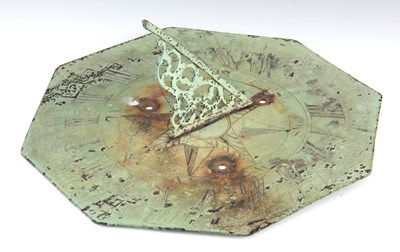Lot 294 - A GEORGE III BRONZE SUNDIAL the engraved...