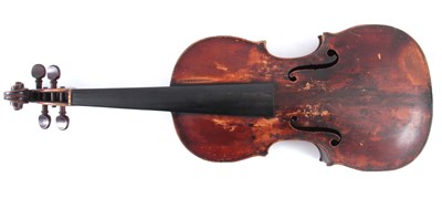 Lot 322 - AN INTERESTING OLD VIOLIN, length of back...