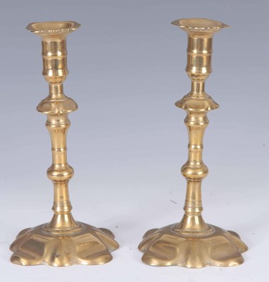 Lot 344 - A PAIR OF EARLY 18TH CENTURY SEAMED BRASS...