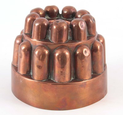 Lot 354 - A 19TH COPPER JELLY MOULD stamped 257 having...
