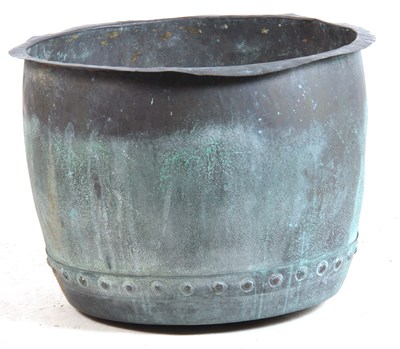 Lot 363 - A 19TH CENTURY COPPER LOG BIN, of riveted...