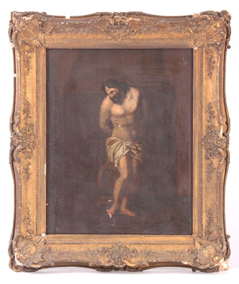 Lot 369 - AN 18TH CENTURY OIL ON CANVAS depicting Christ...