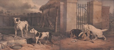 Lot 390 - A PAIR OF 19TH CENTURY DOG FIGHTING PRINTS -...