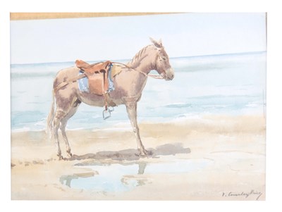 Lot 401 - A 20TH CENTURY WATERCOLOUR OF DONKEY ON A...