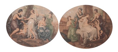 Lot 408 - A PAIR OF 19TH CENTURY OVAL BARTOLOZZI STIPPLE...