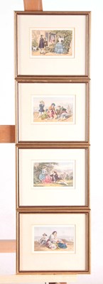 Lot 409 - A SET OF FOUR SMALL 19TH PRINTS, MOUNTED AND...