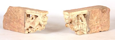 Lot 415 - A PAIR OF 18TH CENTURY RED SANDSTONE CORBELS...