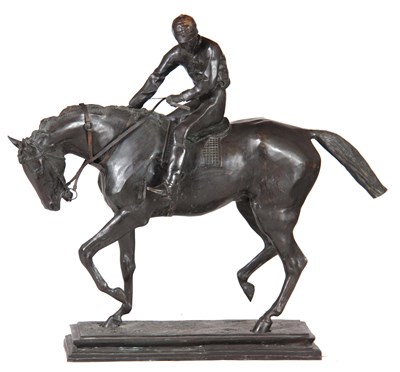 Lot 418 - A LARGE BRONZE SCULPTURE OF A HORSE MOUNTED...