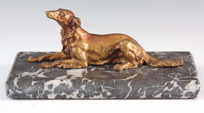 Lot 428 - A 19TH CENTURY GILT BRONZE SCULPTURE OF A DOG...