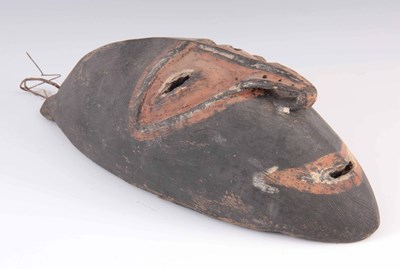 Lot 432 - AN AFRICAN HARDWOOD FACE MASK with painted...