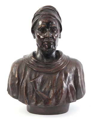 Lot 442 - A 20TH CENTURY BRONZE BUST OF A TURKISH MAN...