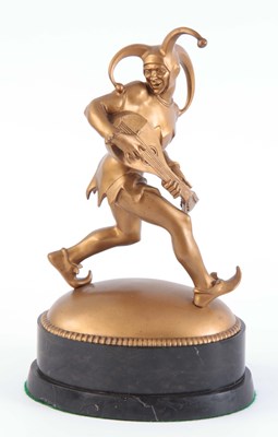 Lot 445 - ART DECO GILT BRONZE JESTER, Signed E MEUSEL...