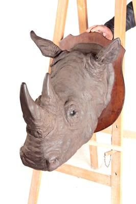 Lot 447 - A 20TH CENTURY RESIN MODEL OF A RHINO HEAD...