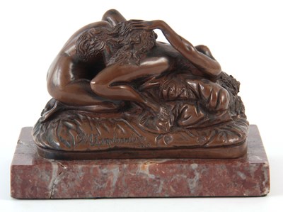 Lot 473 - A 20TH CENTURY BRONZE EROTIC FIGURE GROUP...