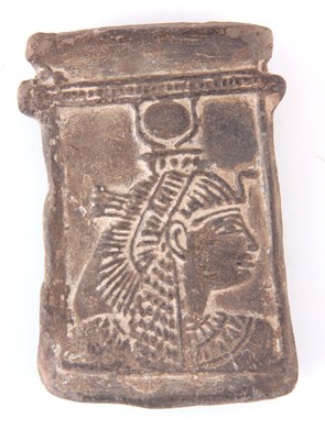 Lot 475 - AN EARLY EGYPTIAN STONE TABLET with carved...