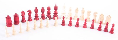 Lot 489 - A 19th CENTURY IVORY AND STAINED IVORY CHESS...