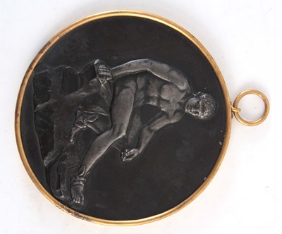 Lot 503 - A 19TH CENTURY SIVER PATINATED CIRCULAR BRONZE...