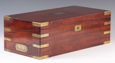 Lot 522 - A GEORGE III MAHOGANY BRASS BOUND WRITING...