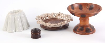Lot 531 - A 19TH CENTURY TREENWARE OINTMENT JAR AND...