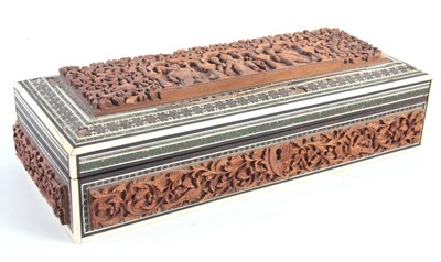 Lot 536 - A 19TH CENTURY CARVED SANDALWOOD ANGLO INDIAN...