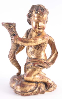 Lot 540 - A LATE GEORGIAN GILTWOOD CARVED CHERUB...