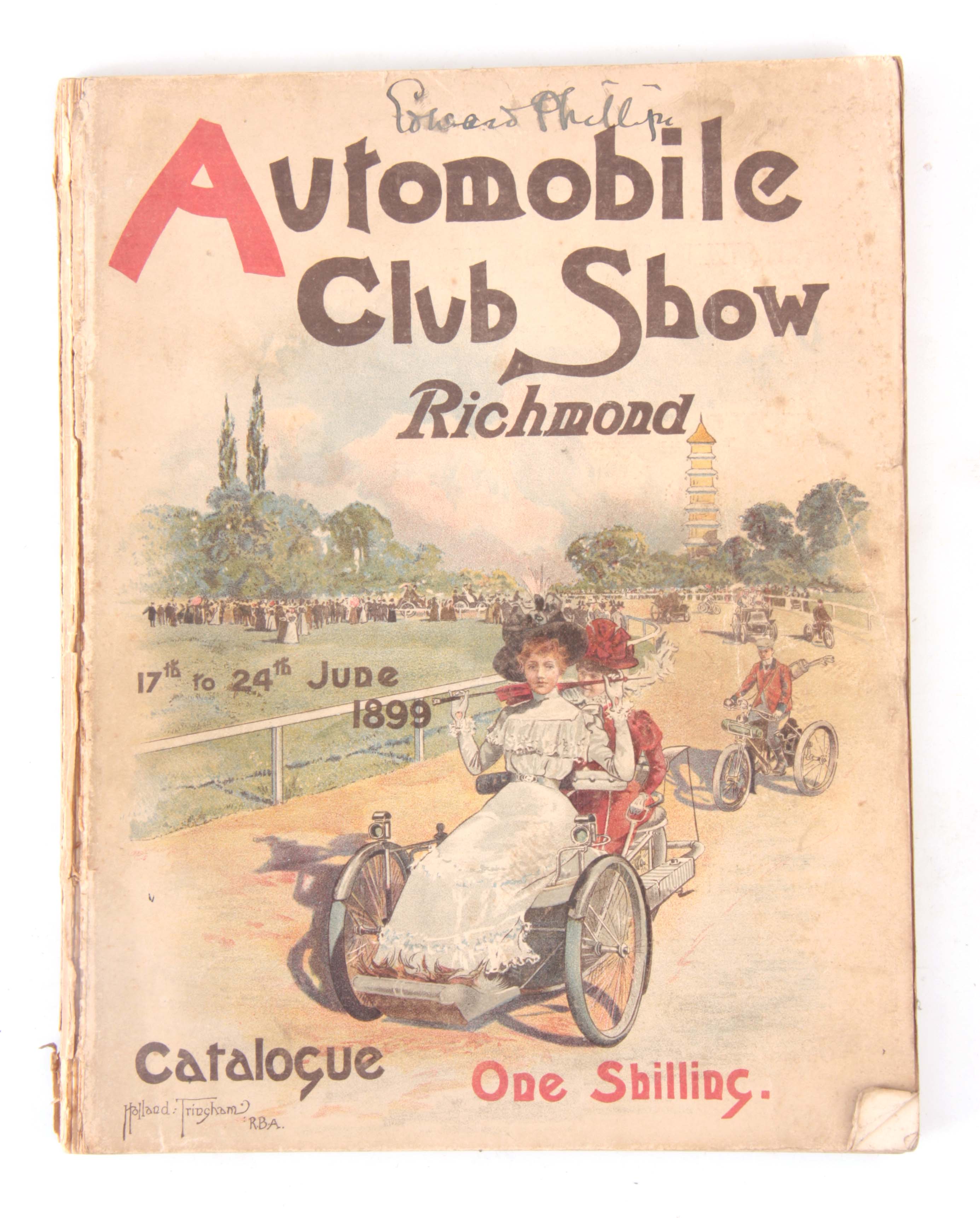 Rare 1899 Automobile Club Show Richmond catalogue sold by Hutchinson Scott