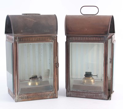 Lot 672 - A PAIR OF 19TH CENTURY COPPER WALL HANGING OIL...