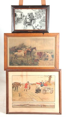 Lot 701 - THREE VINTAGE COLOURED CAR PRINTS largest...