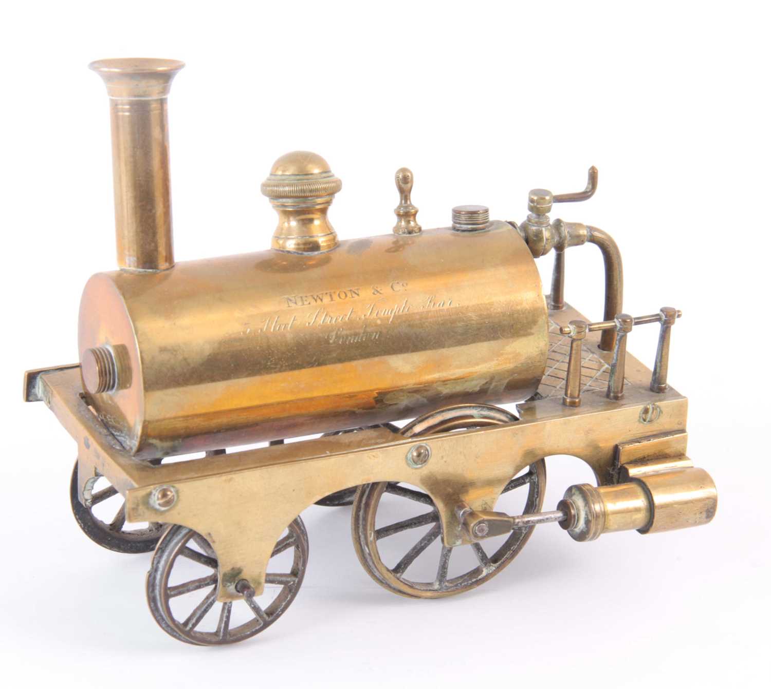 Lot 709 - A BRASS MODEL OF A STEAM ENGINE having been...