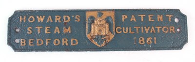 Lot 712 - A PAINTED CAST IRON STEAM PLOUGHING PLAQUE for...