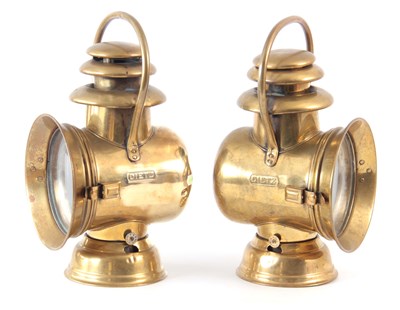 Lot 716 - A PAIR OF BRASS DIETZ-ORIENT OIL SIDE LAMPS...