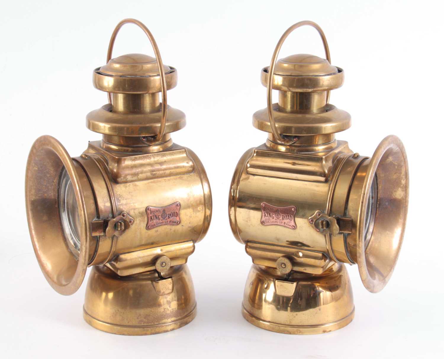 Lot 720 - A LARGE PAIR OF BRASS LUCAS 664 'KING OF THE...