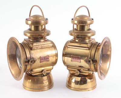 Lot 720 - A LARGE PAIR OF BRASS LUCAS 664 'KING OF THE...