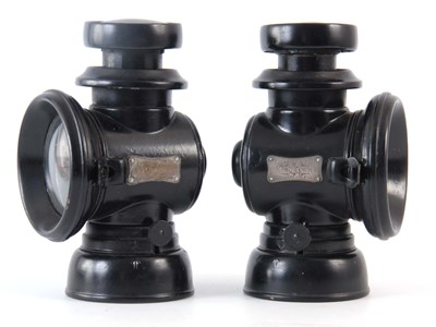 Lot 721 - A PAIR OF BLACK LUCAS 144/145 OIL SIDE LAMPS...
