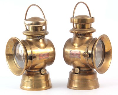 Lot 722 - A PAIR OF BRASS LUCAS 724 'KING OF THE ROAD'...