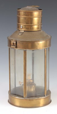 Lot 727 - A LATE 19TH CENTURY BRASS HANGING LANTERN of...